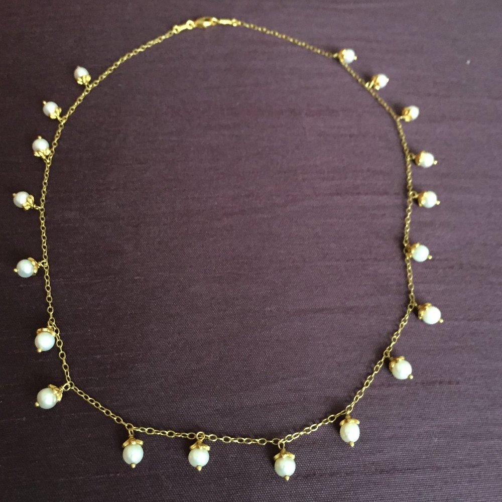 Vintage Gold Necklace with Pearls